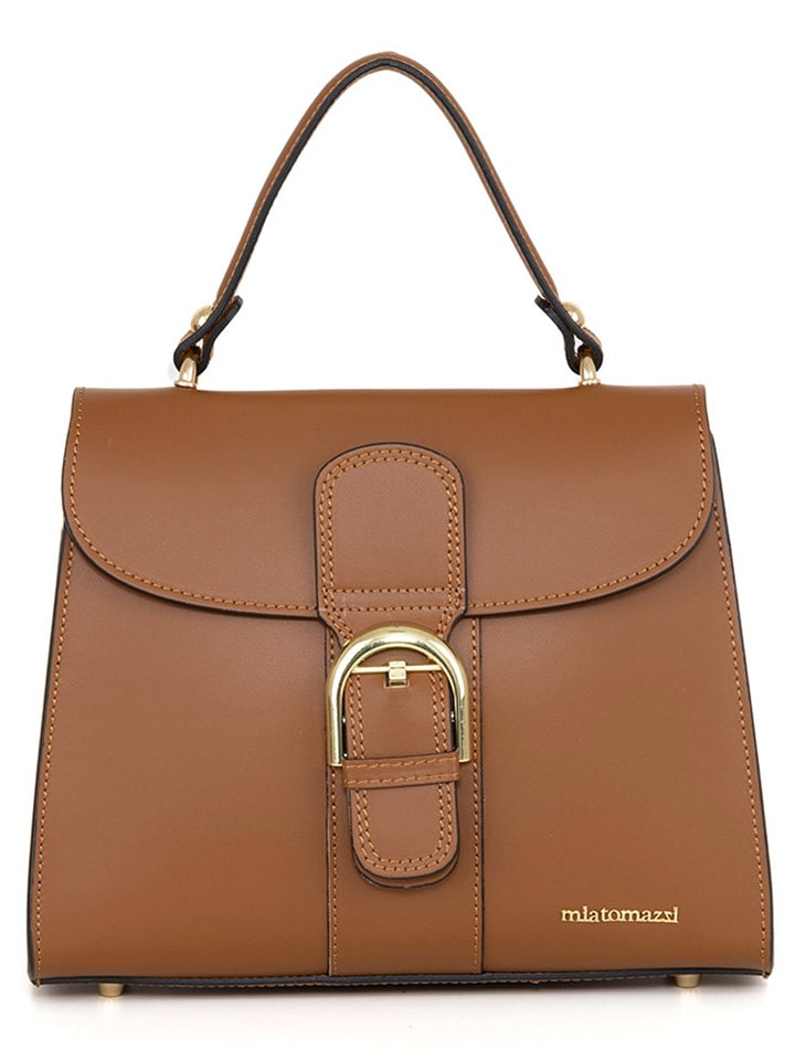Mia Tomazzi Skórzana torebka "Domaso" w kolorze jasnobrązowym - 26 x 21 x 12 cm rozmiar: onesize
