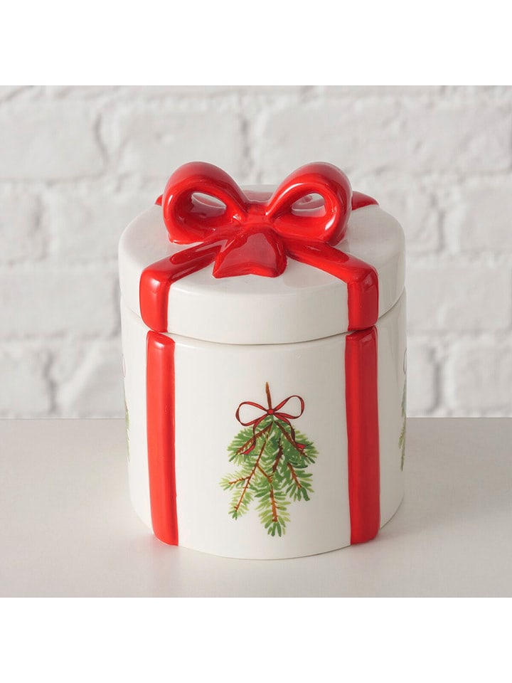 Boltze Pojemnik "Noelle" w kolorze biało-czerwonym - wys. 13 x Ø 10 cm rozmiar: onesize