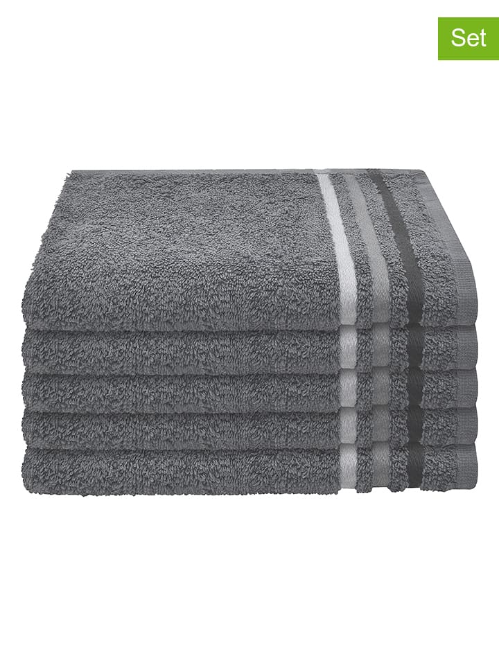 Schiesser Ręczniki (5 szt.) "Skyline" w kolorze antracytowym dla gości rozmiar: 30x50 cm