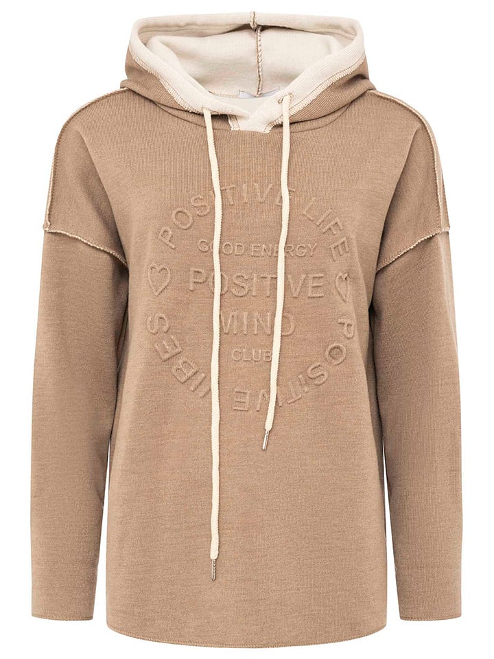 Zwillingsherz Bluza "Positive Mind" w kolorze jasnobrązowym rozmiar: S/M