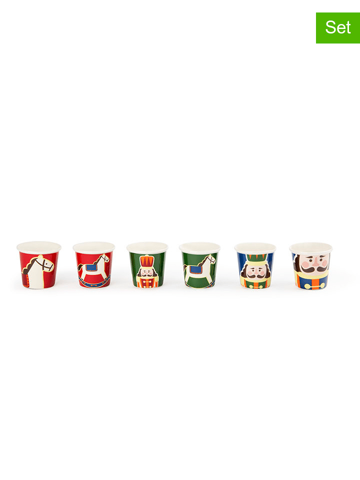 Trendy Kitchen by EXCÉLSA Filiżanki (6 szt.) "Vintage Christmal" ze wzorem do kawy - 90 ml rozmiar: onesize