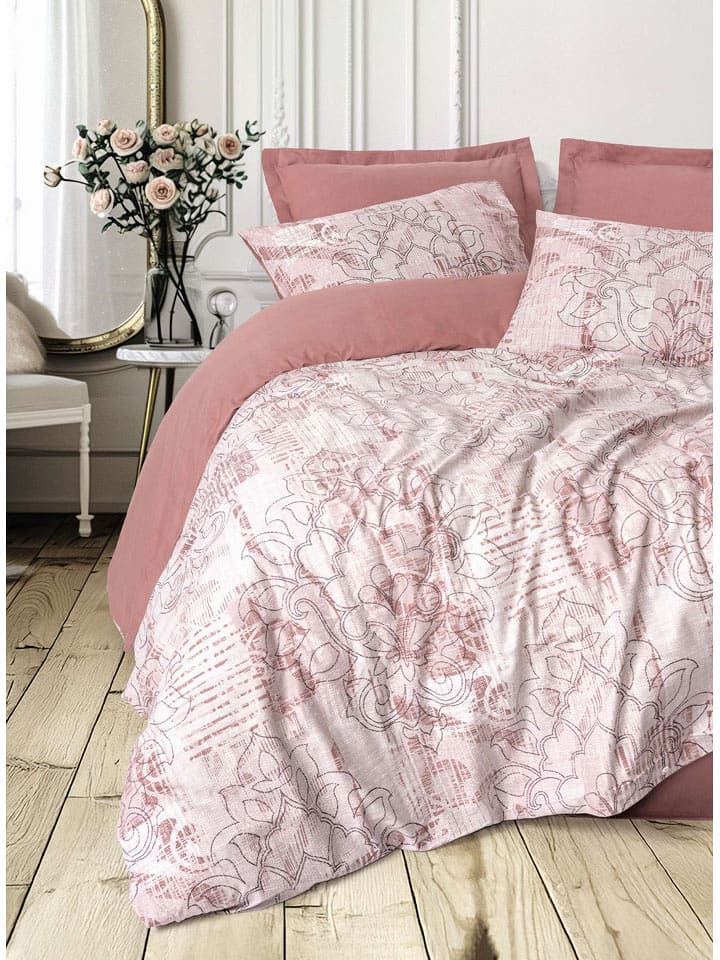 Mijolnir Komplet pościeli renforcé "Livara" w kolorze jasnoróżowo-białym rozmiar: 260x220 cm