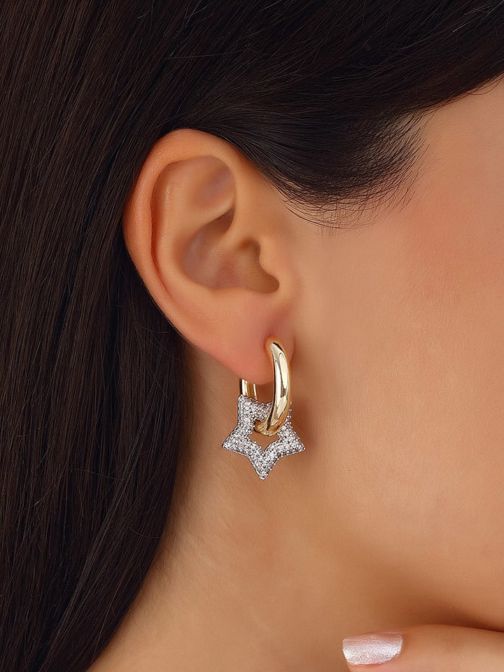 Nakkash Pozłacane kolczyki-kreole z cyrkoniami rozmiar: onesize