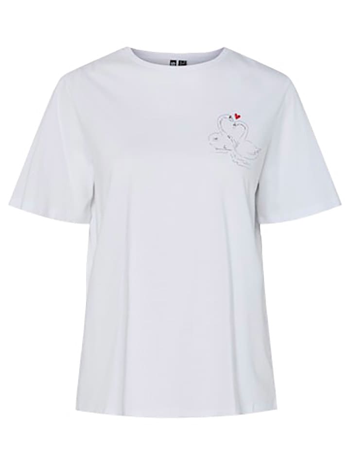 Pieces Koszulka "Signe" w kolorze białym rozmiar: M