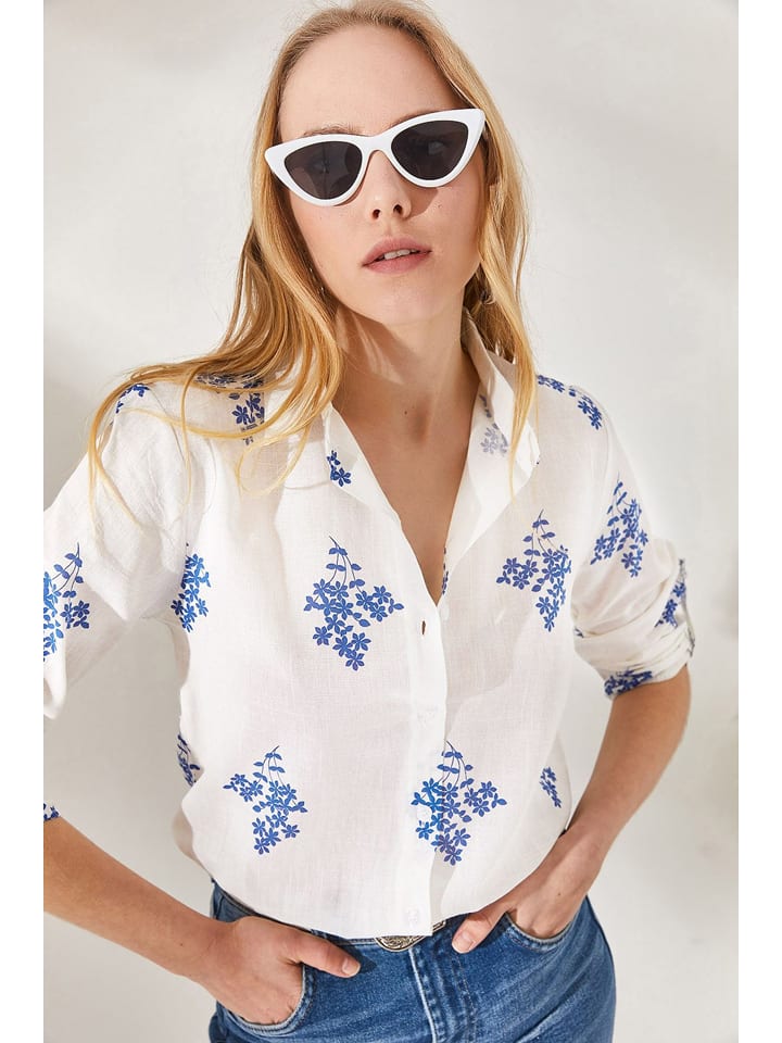 Olalook Bluzka w kolorze białym rozmiar: L