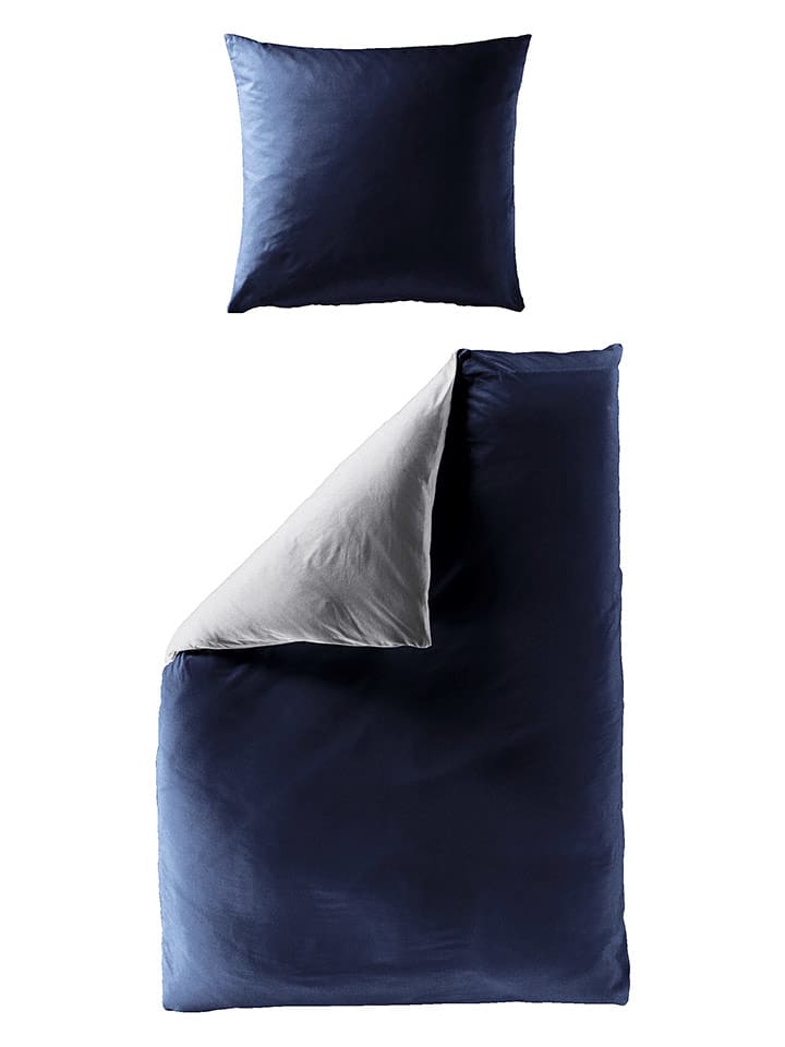 Bierbaum Komplet pościeli satynowej w kolorze granatowym rozmiar: 200x200 cm