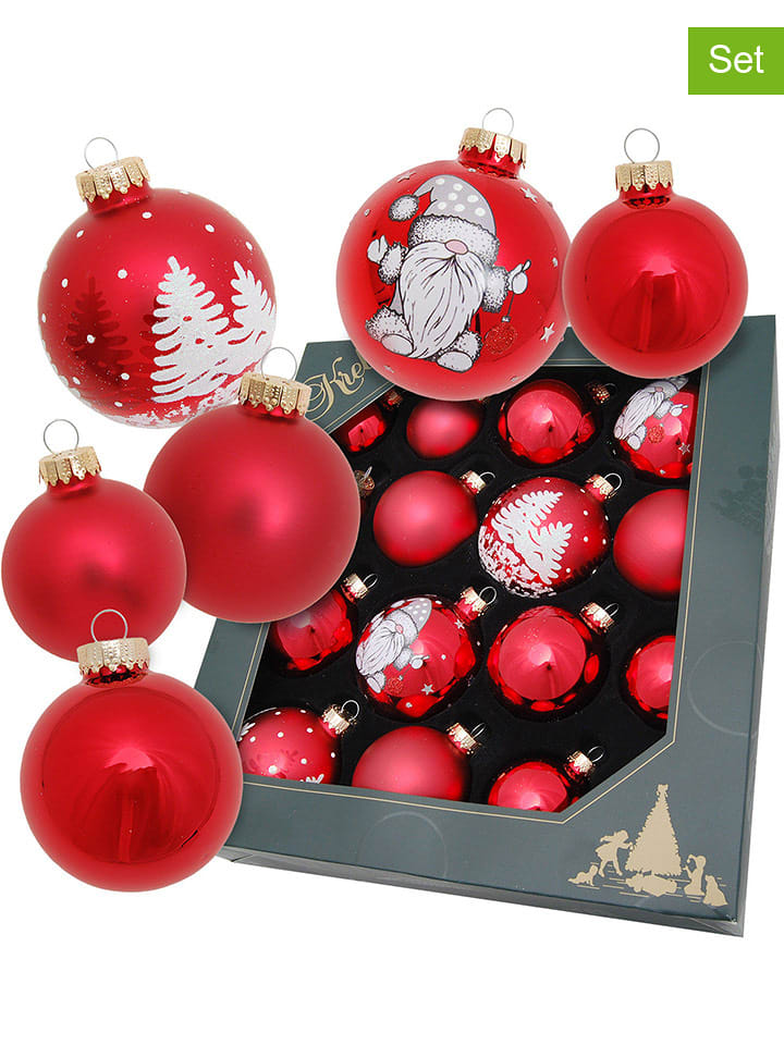 Krebs Glas Lauscha Bombki (16 szt.) w kolorze czerwonym rozmiar: onesize