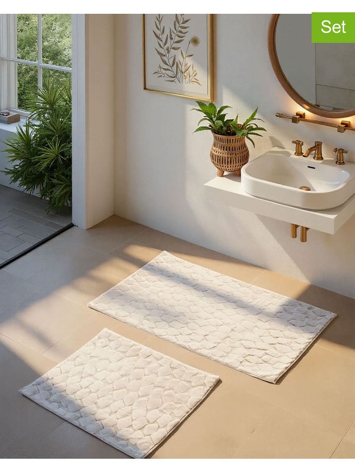 Elizabed Dywaniki łazienkowe (2 szt.) "Rabbit" w kolorze kremowym rozmiar: onesize