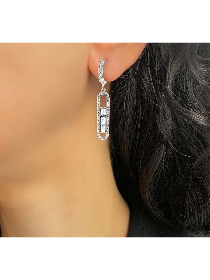 Eclat d'Argent Srebrne kolczyki-kreole z cyrkoniami rozmiar: onesize