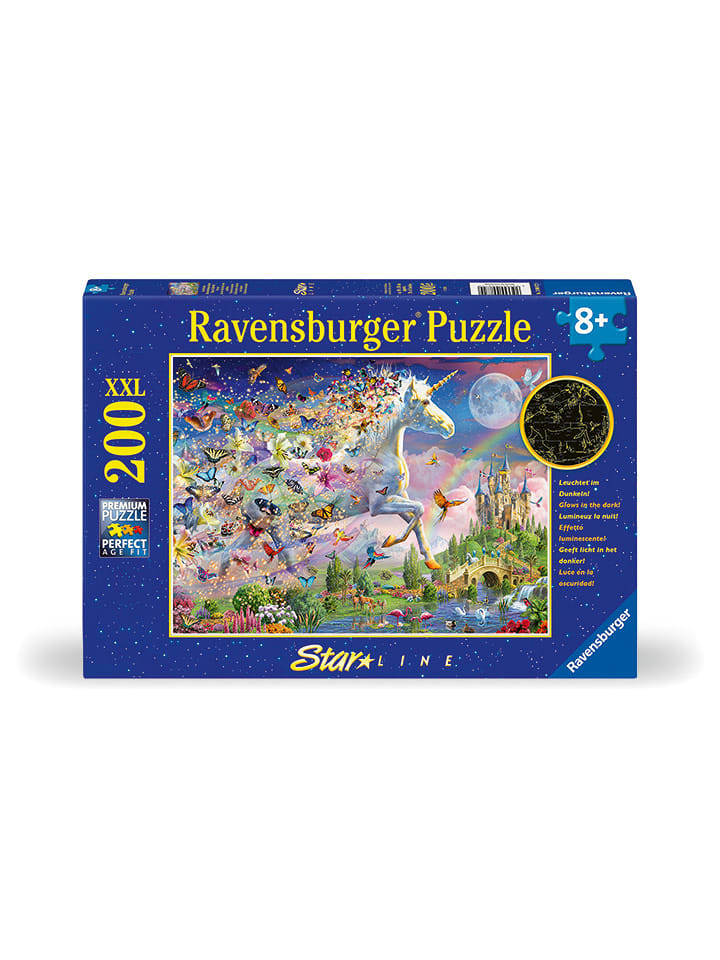 Ravensburger 200-częściowe puzzle "Glowing Butterfly Unicorn" - 8+ rozmiar: onesize