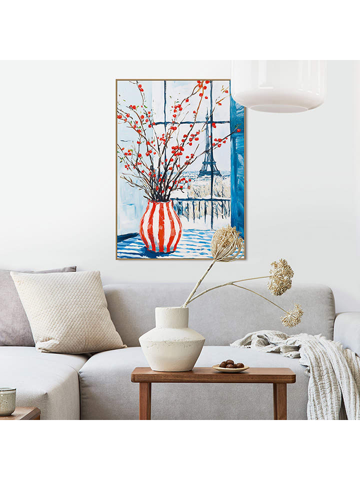 Orangewallz Druk artystyczny "Winter Vase Red Stripes" w ramce rozmiar: 50x70 cm