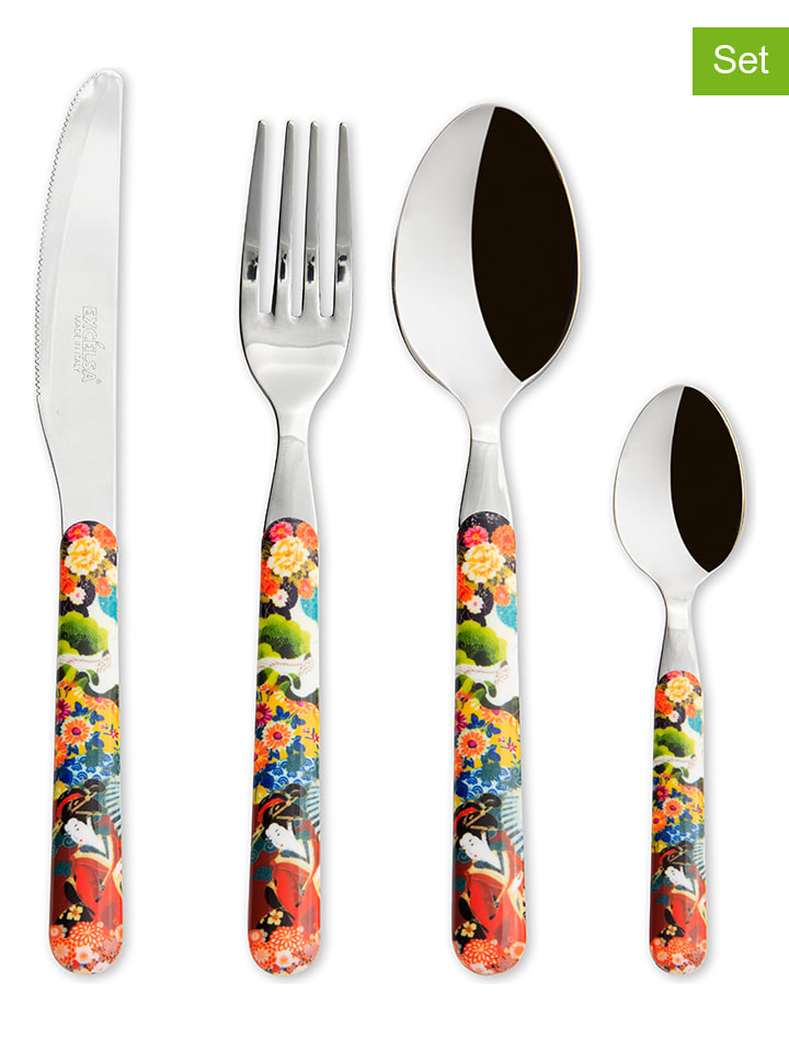 Trendy Kitchen by EXCÉLSA 24-częściowy zestaw sztućców "Kimono" ze wzorem rozmiar: onesize