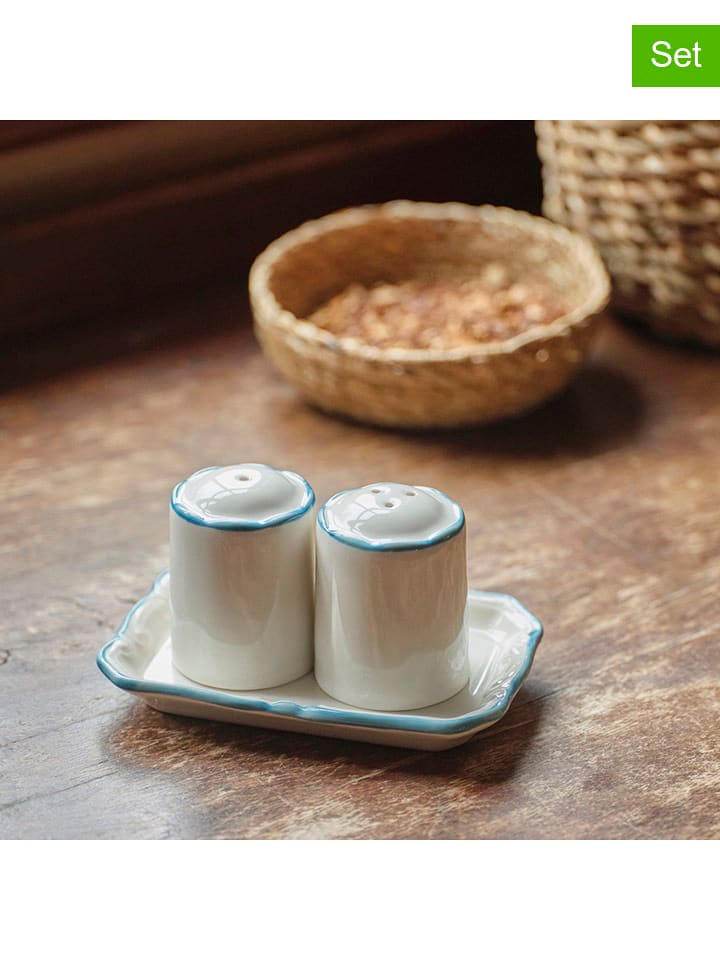 BELLA MAISON 3-częściowy zestaw przyprawników "Mabel" w kolorze biało-niebieskim rozmiar: onesize