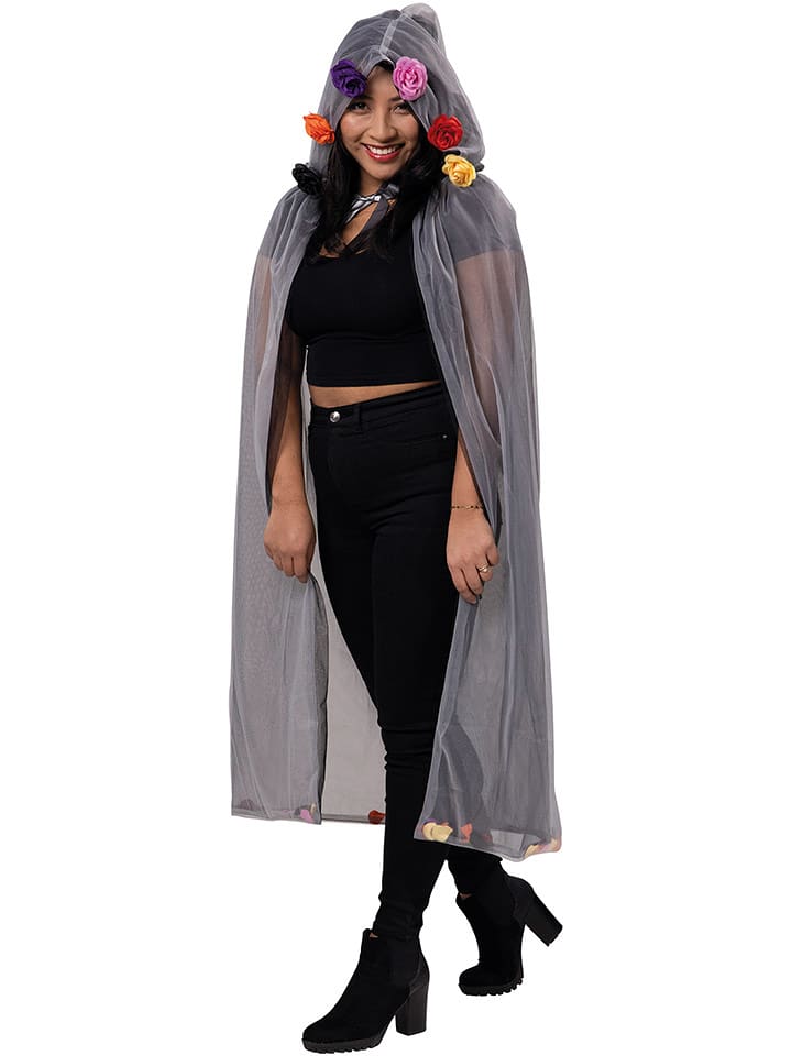 Party x People Peleryna kostiumowa "La Catrina" w kolorze jasnoszarym rozmiar: onesize