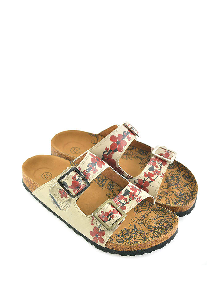 Calceo Klapki w kolorze beżowo-czerwonym rozmiar: 37