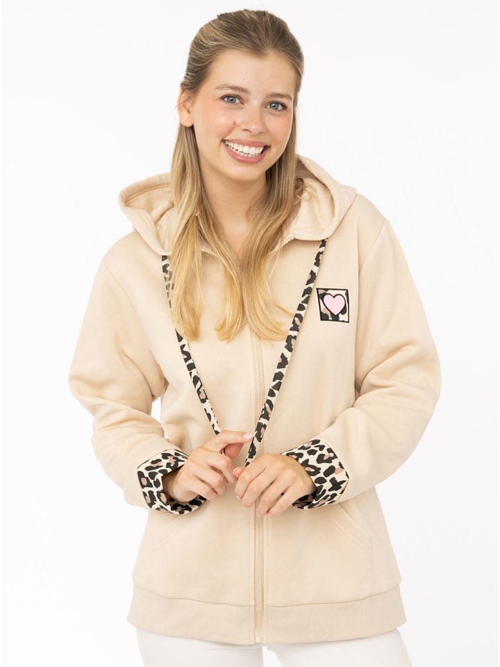 Zwillingsherz Bluza "Wild Heart" w kolorze beżowym rozmiar: S/M