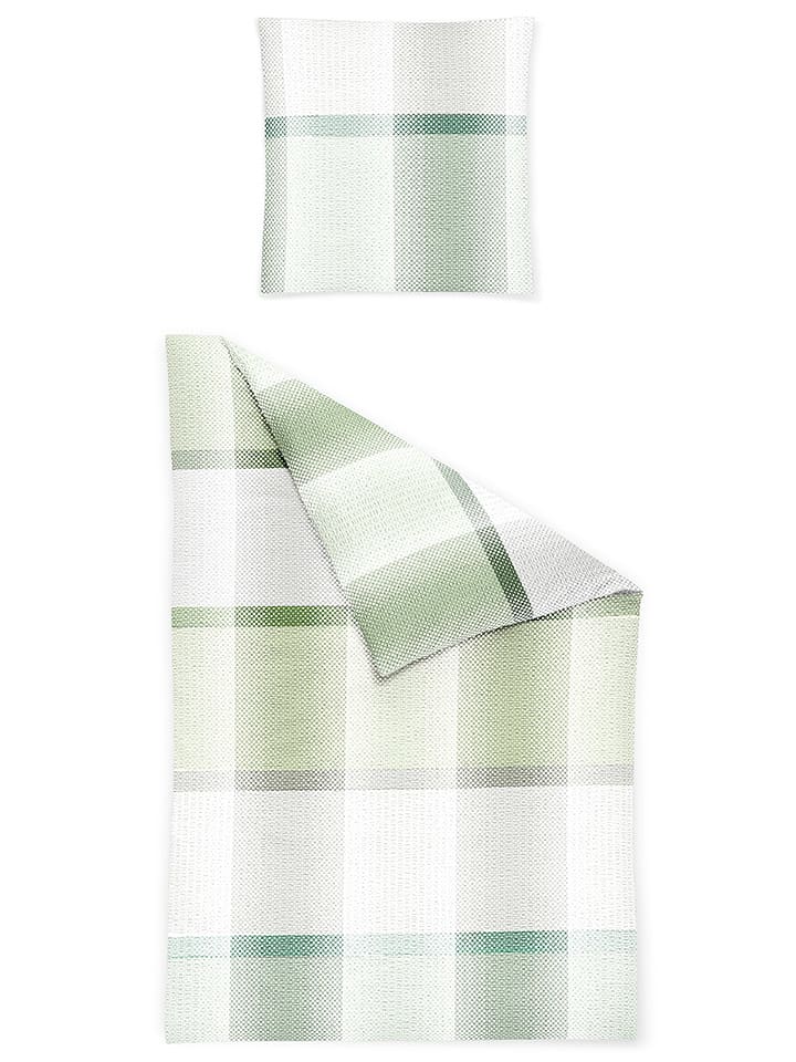Bierbaum Komplet pościeli w kolorze biało-zielonym z kory rozmiar: 155x220 cm
