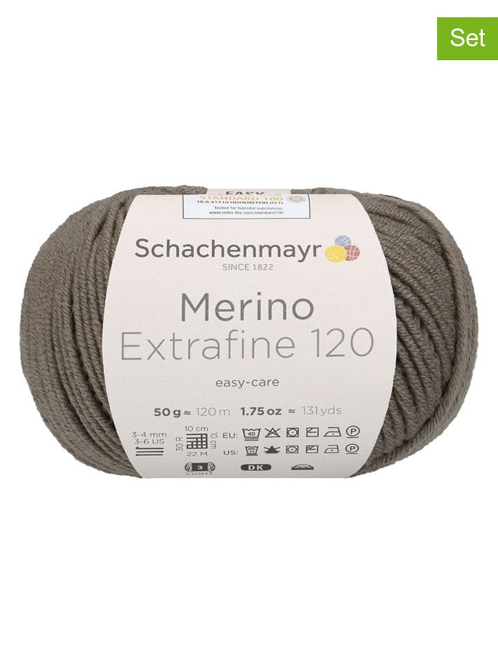 Schachenmayr since 1822 Przędza wełniana (10 szt.) "Merino Extrafine 120" w kolorze khaki - 10 x 50 g rozmiar: onesize