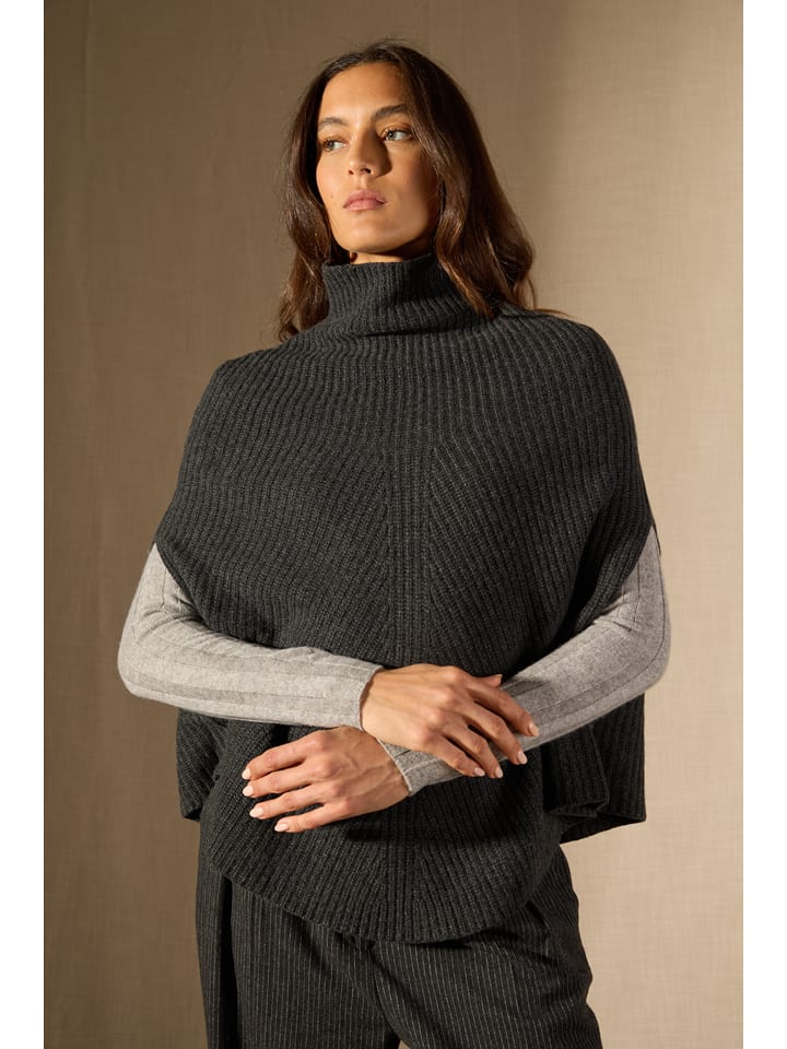Perfect Cashmere Kaszmirowe ponczo "Gache" w kolorze antracytowym rozmiar: M