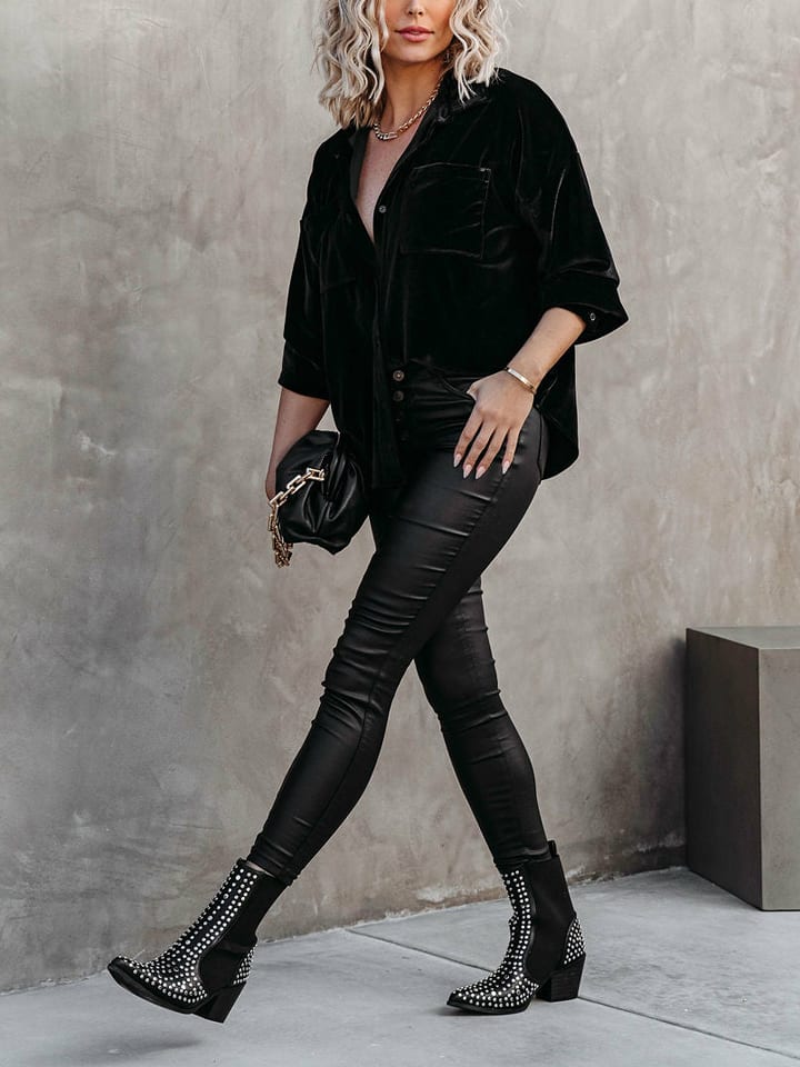 Milan Kiss Aksamitna koszula w kolorze czarnym rozmiar: S