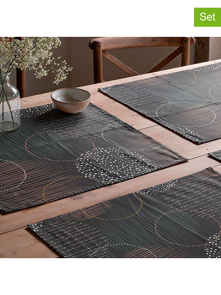 Mint Rugs Podkładki stołowe (2 szt.) w kolorze antracytowo-żółto-białym - 50 x 40 cm rozmiar: 50x40 cm