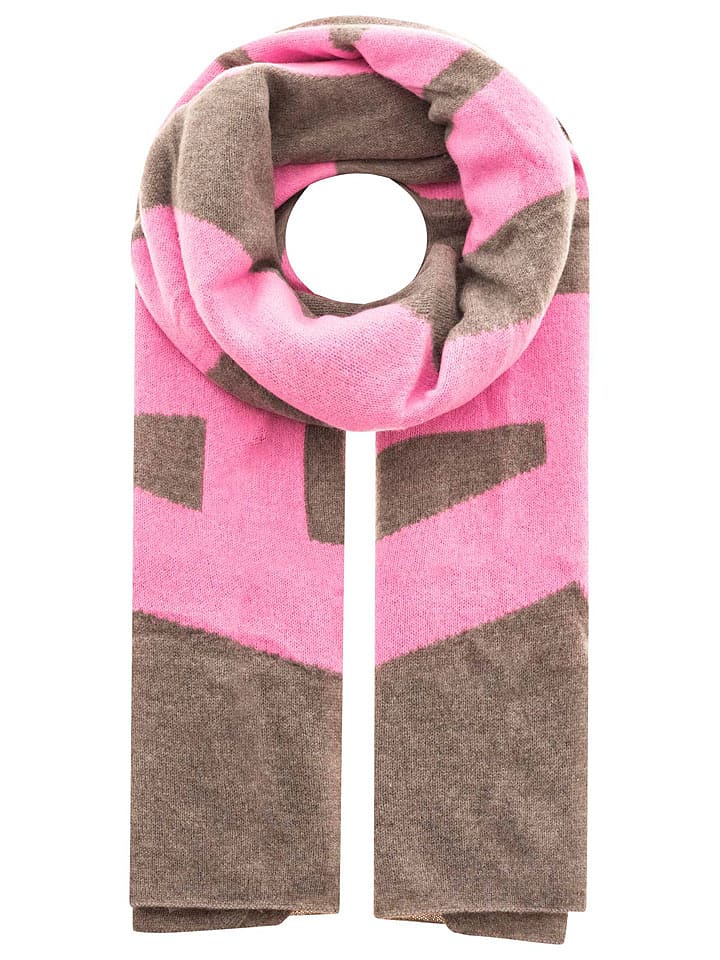 Zwillingsherz Kaszmirowy szal "Amour" w kolorze beżowo-różowym rozmiar: onesize