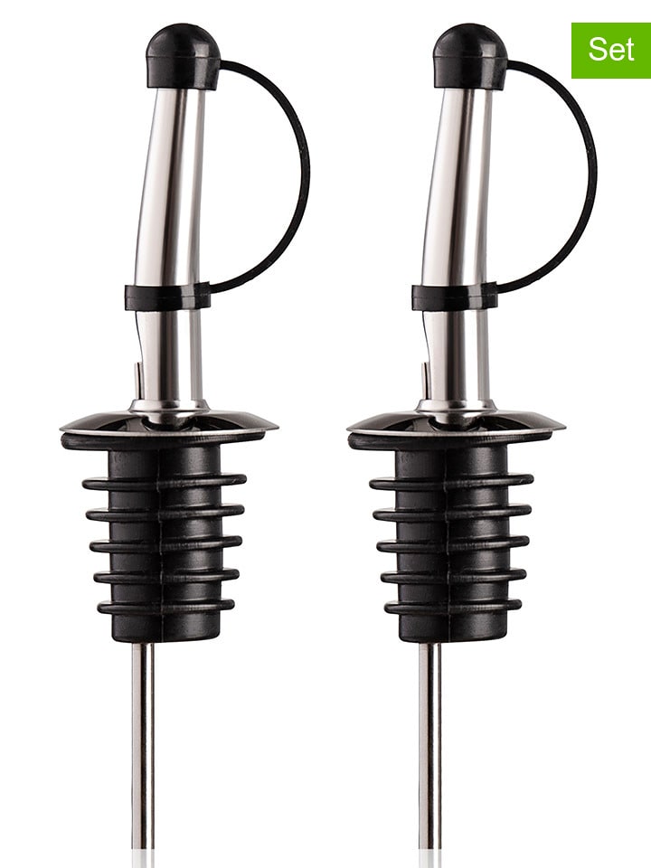 Vacu Vin Nalewaki (2 szt.) w kolorze srebrno-czarnym do butelek - dł. 16,8 cm rozmiar: onesize