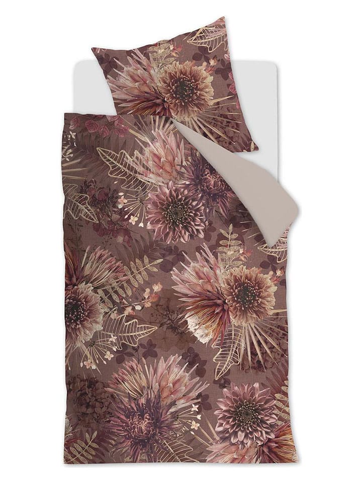 Rivièra Maison Komplet pościeli "Tendre" w kolorze brązowo-beżowo-jasnoróżowym rozmiar: 200x200/220 cm