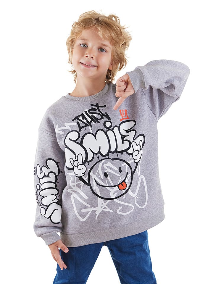 Denokids Bluza "Just Smile" w kolorze szarym rozmiar: 98
