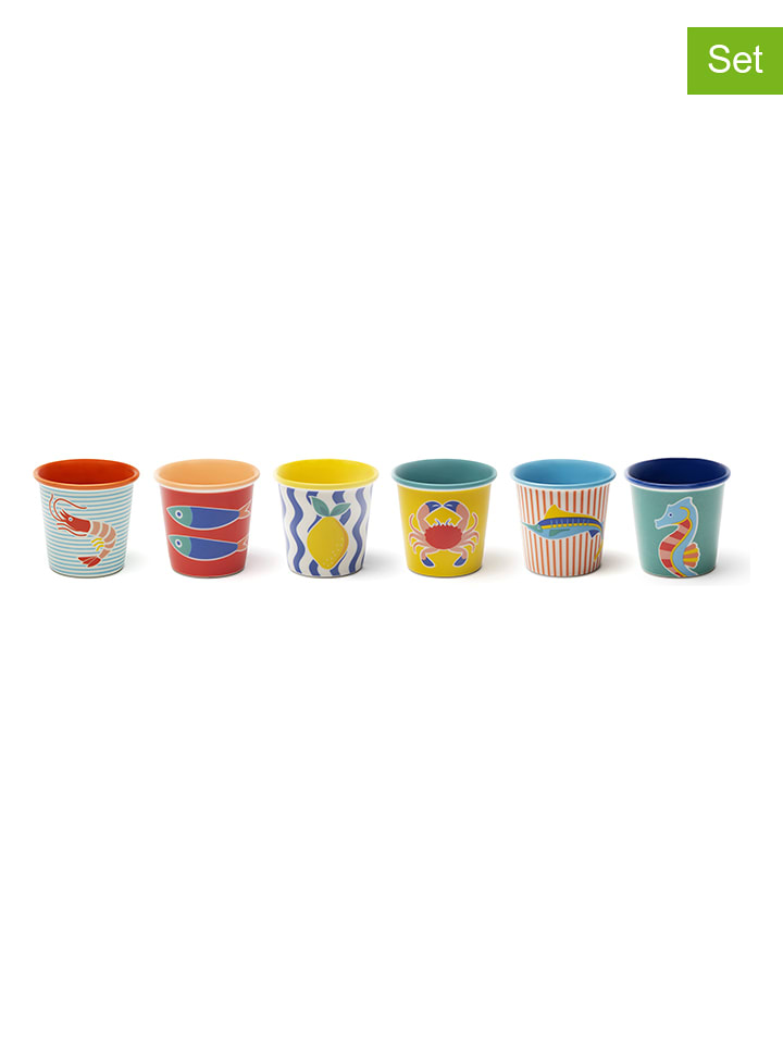 Trendy Kitchen by EXCÉLSA Filiżanki (6 szt.) "Corfu" ze wzorem do espresso - 90 ml rozmiar: onesize