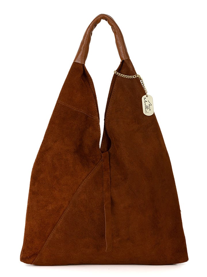 Anna Morellini Skórzany shopper bag "Eleonora" w kolorze jasnobrązowym - 40 x 31 x 2 cm rozmiar: onesize