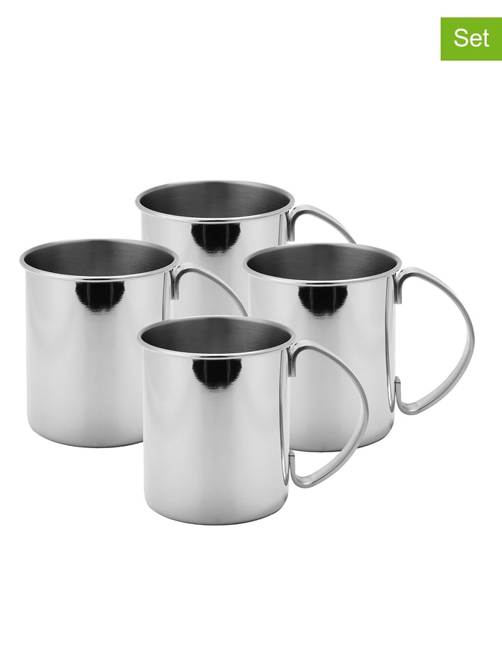 Echtwerk Kubki (4 szt.) "Moscow Mule" w kolorze srebrnym do koktajli - 1 l rozmiar: onesize