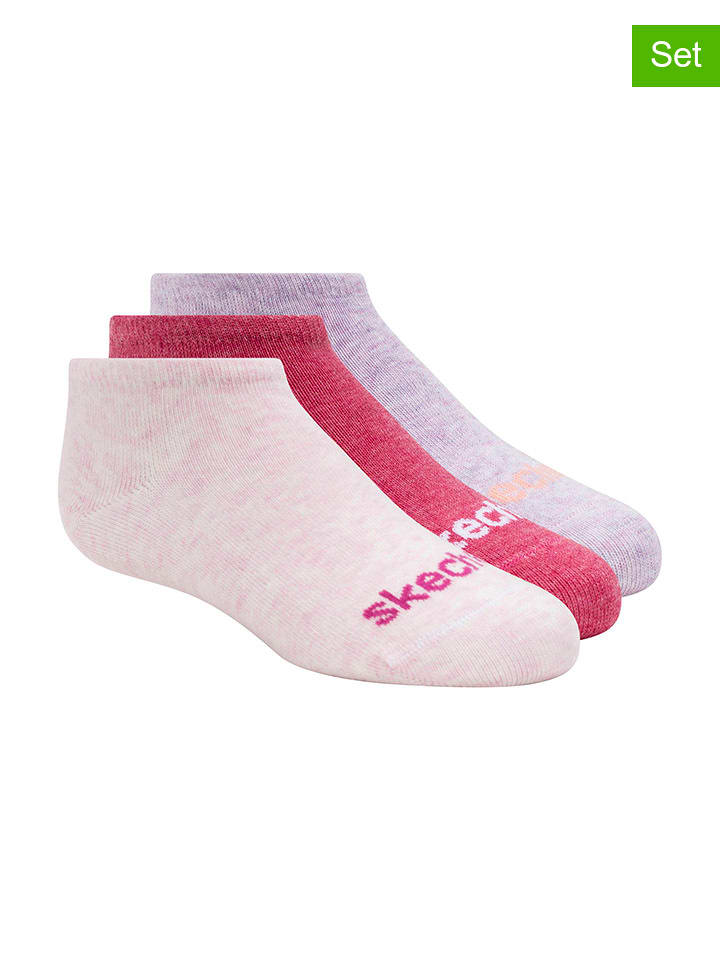 Skechers Skarpety (3 pary) w kolorze różowo-fioletowo-jasnoróżowym rozmiar: 21-26