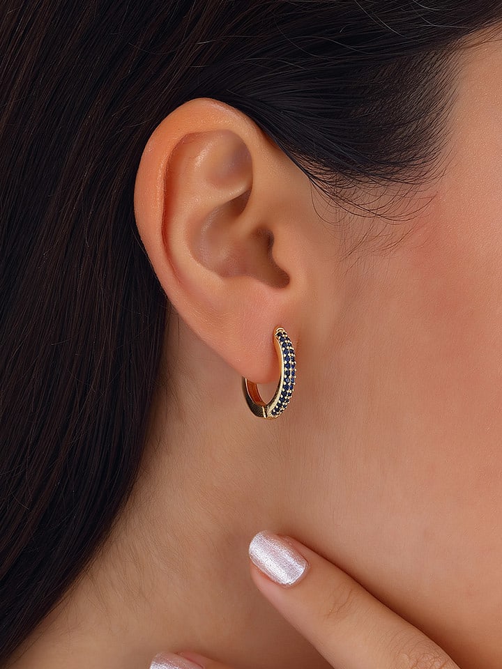 Nakkash Pozłacane kolczyki-kreole z cyrkoniami rozmiar: onesize