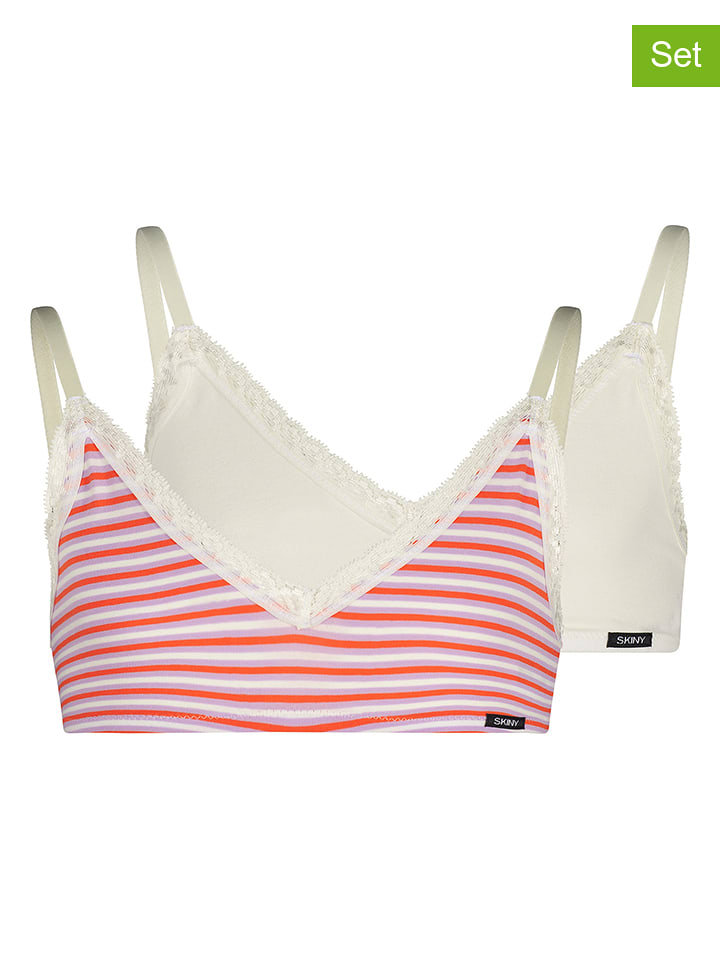 Skiny Topy (2 szt.) w kolorze białym ze wzorem rozmiar: 140