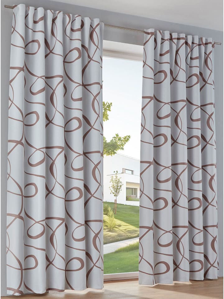 heine home Zasłona zaciemniająca w kolorze biało-jasnobrązowym rozmiar: 175x135 cm