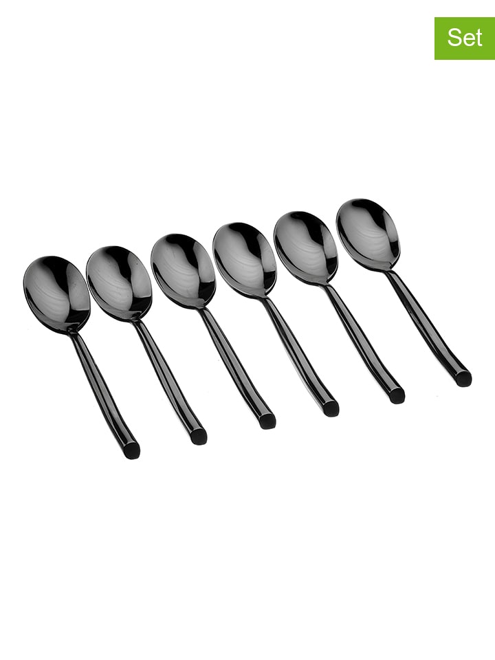 Björn Łyżeczki (6 szt.) "Knut" w kolorze czarnym do kawy - dł. 14 cm rozmiar: onesize