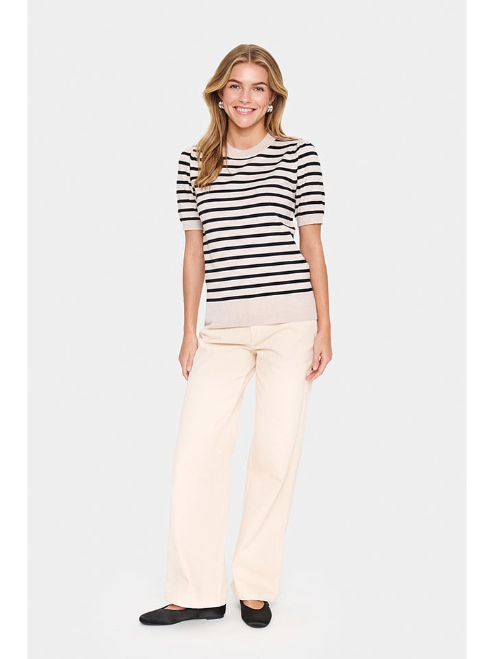 SAINT TROPEZ Koszulka dzianinowa w kolorze beżowym rozmiar: XL