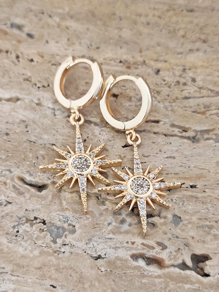 Nakkash Pozłacane kolczyki-kreole z cyrkoniami rozmiar: onesize