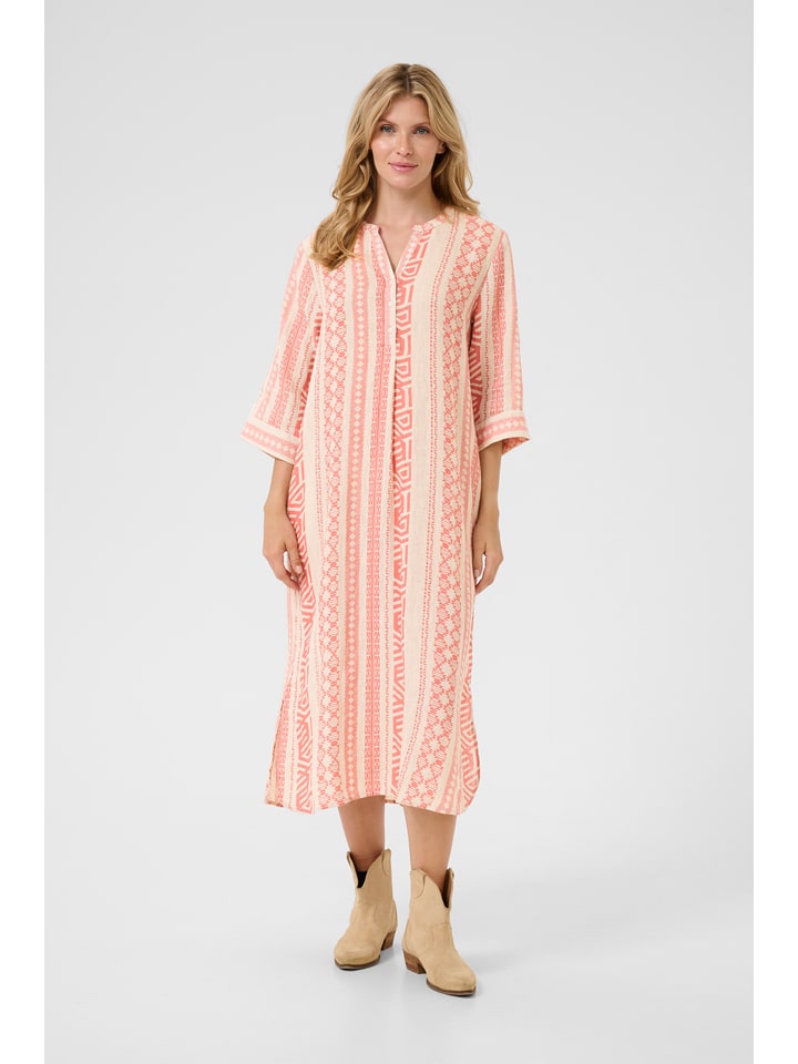 Kaffe Lniana sukienka w kolorze beżowo-pomarańczowym rozmiar: L/XL