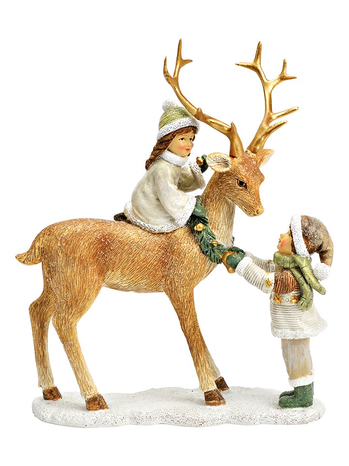 G. Wurm Figurka dekoracyjna "Deer & Children" w kolorze jasnobrązowym - 18 x 21 x 8 cm rozmiar: onesize
