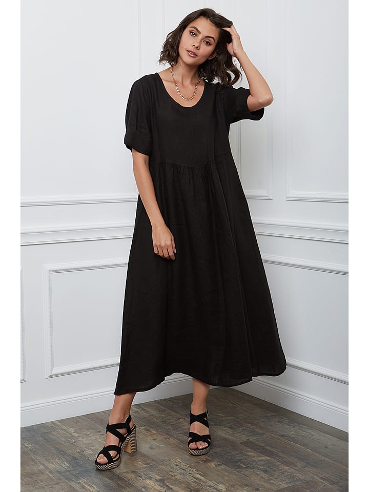 Fleur de Lin Lniana sukienka "Gustavo" w kolorze czarnym rozmiar: S