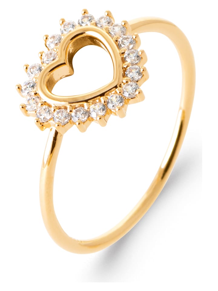 L'Atélier Précieux Pozłacany pierścionek z cyrkoniami rozmiar: 54