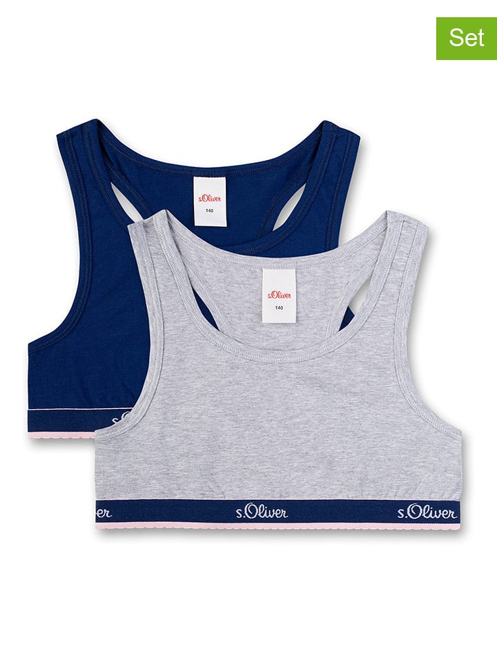 s.Oliver Topy (2 szt.) w kolorze granatowo-szarym rozmiar: 140