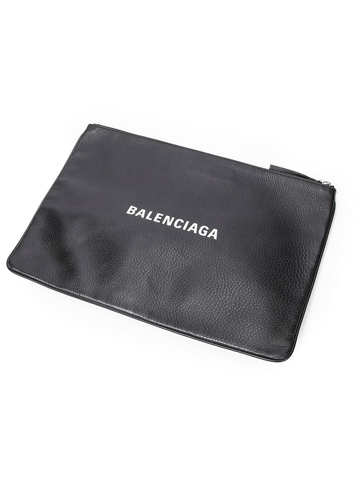 Balenciaga Skórzana kopertówka w kolorze czarnym - 38,5 x 27 x 1,5 cm rozmiar: onesize