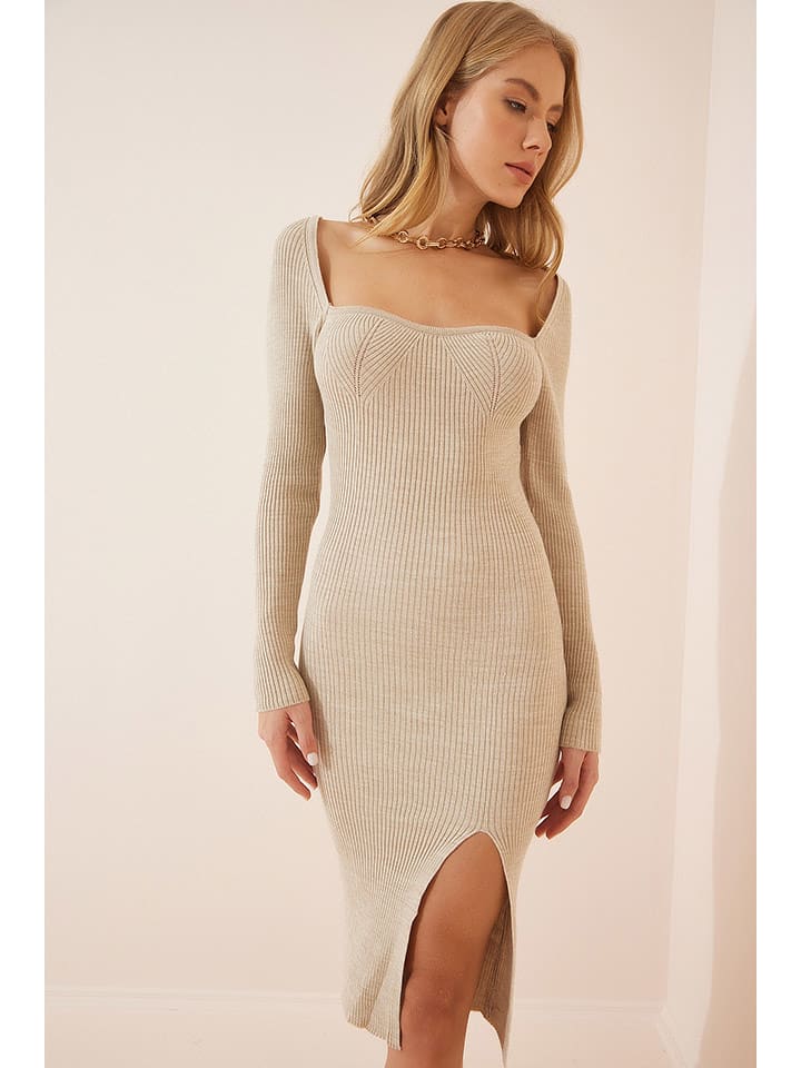 Happiness Istanbul Sukienka w kolorze kremowym rozmiar: S/M