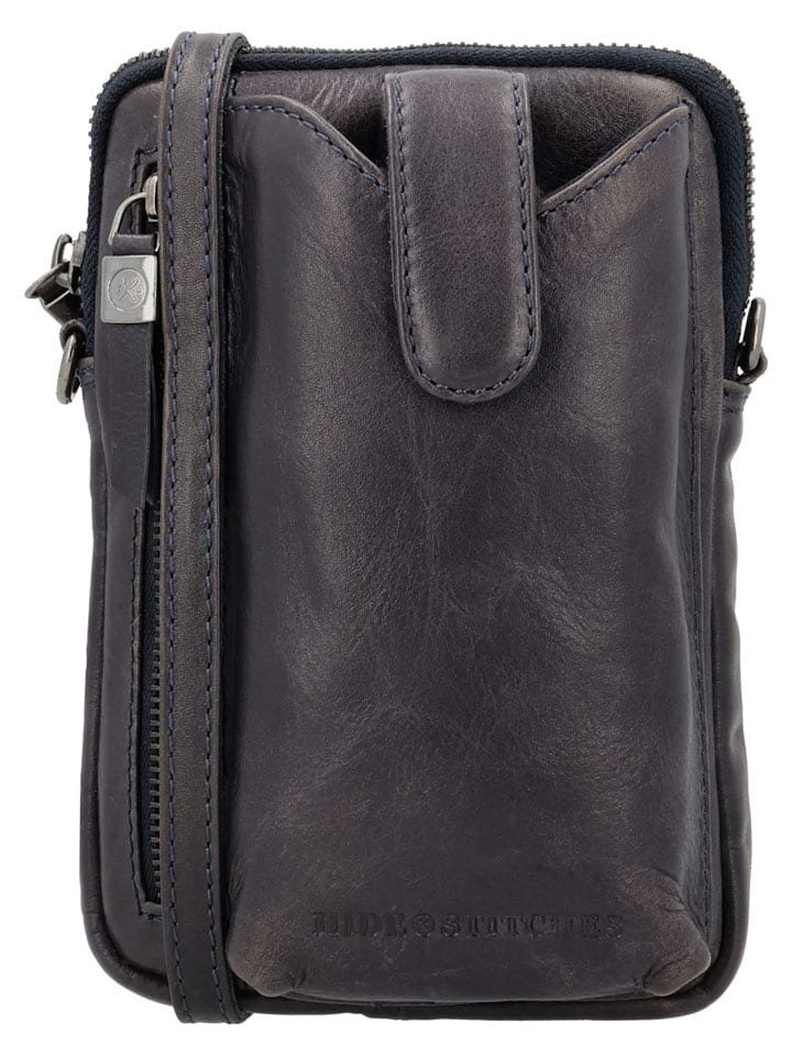 HIDE & STITCHES Skórzana torebka "Porto" w kolorze czarnym na telefon - 13 x 19 x 2 cm rozmiar: onesize