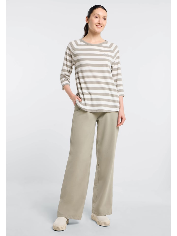 ELBSAND Koszulka "Celin" w kolorze beżowo-białym rozmiar: L