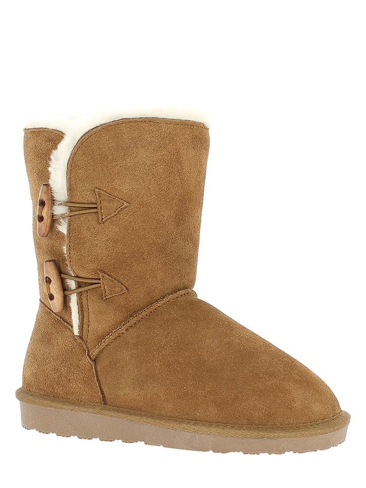 Gooce Skórzane kozaki zimowe "Hubbard" w kolorze jasnobrązowym rozmiar: 36