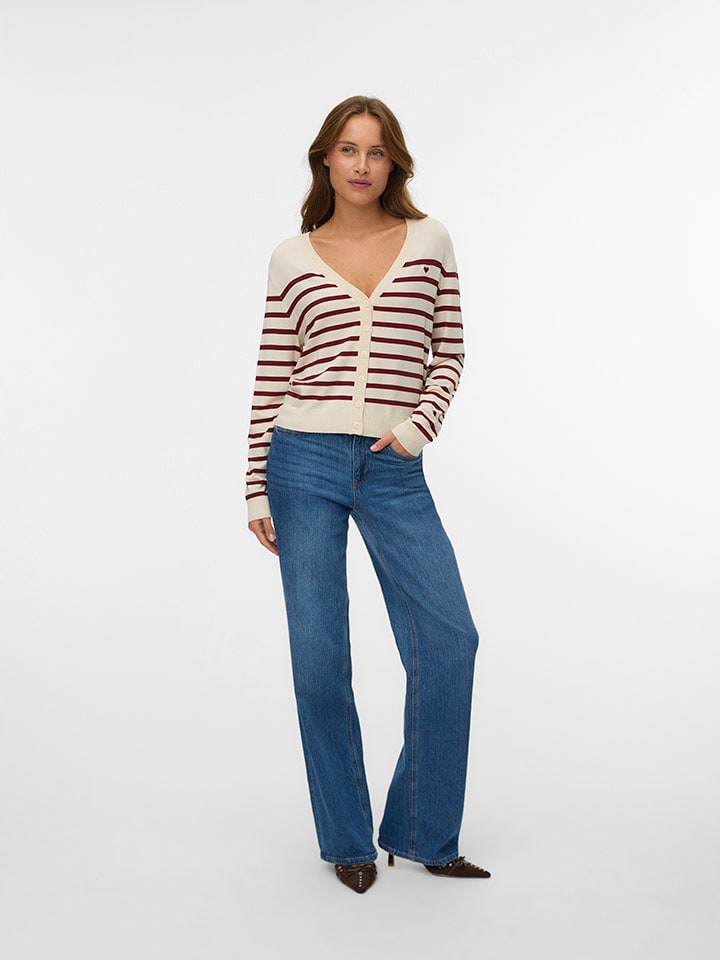 ONLY Kardigan w kolorze kremowo-bordowym rozmiar: S